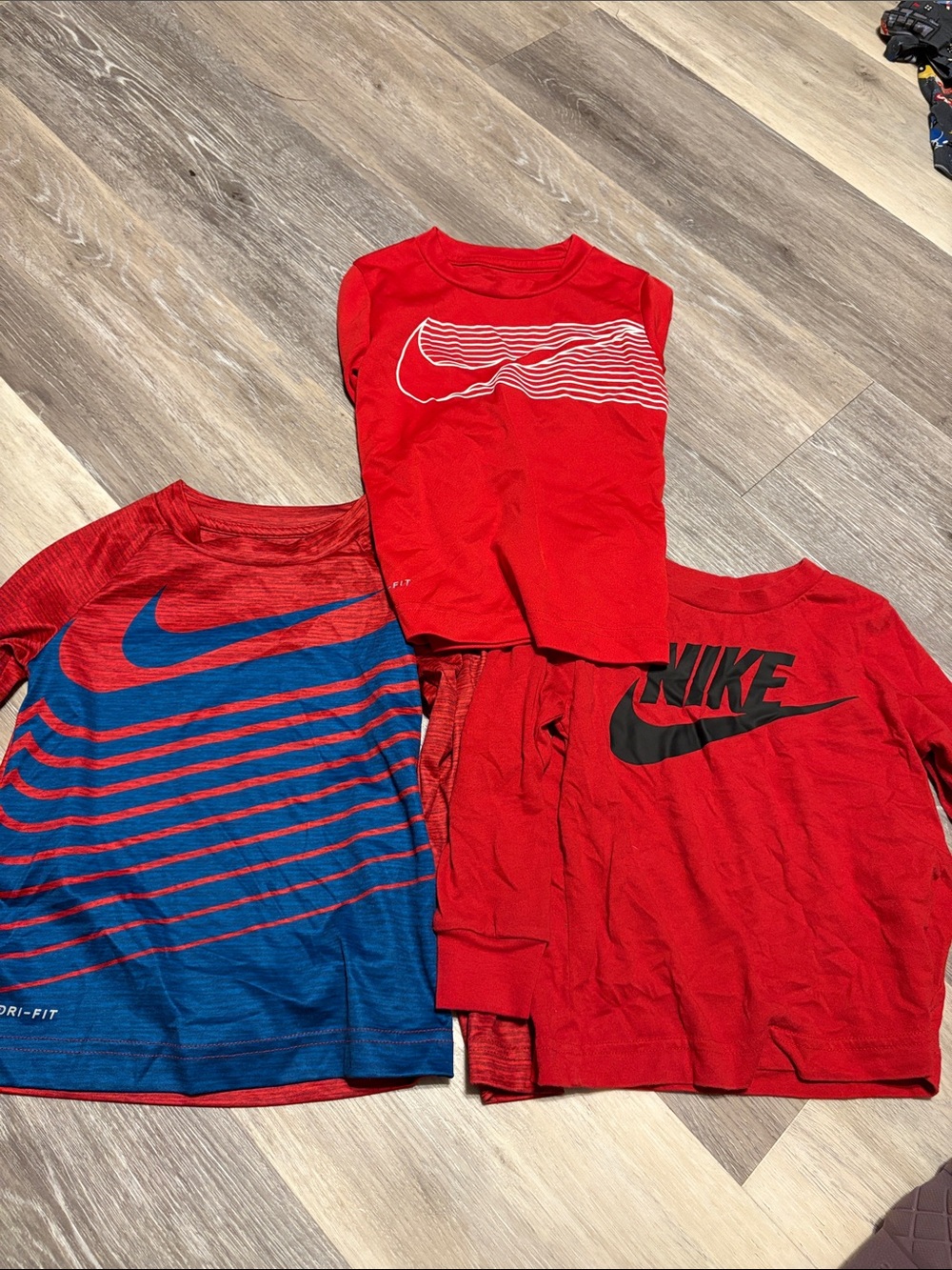 Nike Kids' Red and Blue Graphic Long-Sleeve Tees - 3-Pack